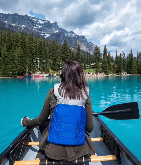 Woman Kayak in Mountains Image