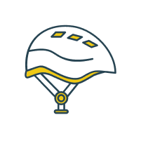 Adventure icon experiences blue and yellow